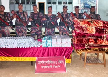 ময়মনসিংহ–শেরপুর সীমান্তে বিজিবির অভিযানে বিপুল পরিমাণ ভারতীয় মালামাল জব্দ